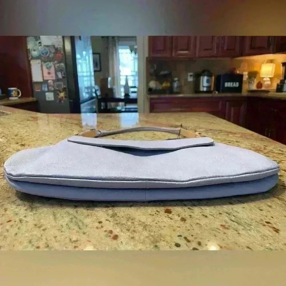 Claudia Firenze Purse Blue Medium Flap Camel Color Block 100% Leather NWT READ - Picture 4 of 16